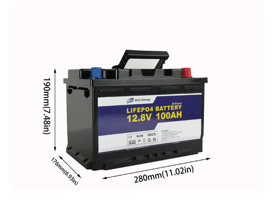 1280Wh 100太陽エネルギーの貯蔵のためのAmp時間12のボルトLifepo4電池